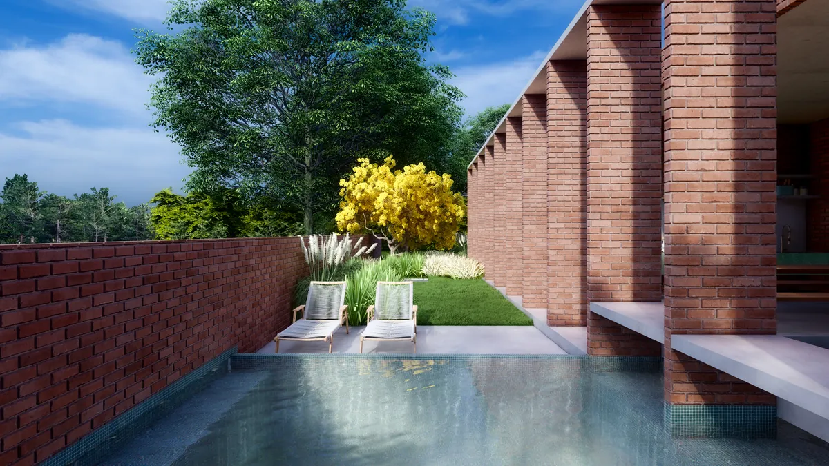 Residência Rio Pardo, Jardim e espelho d'agua